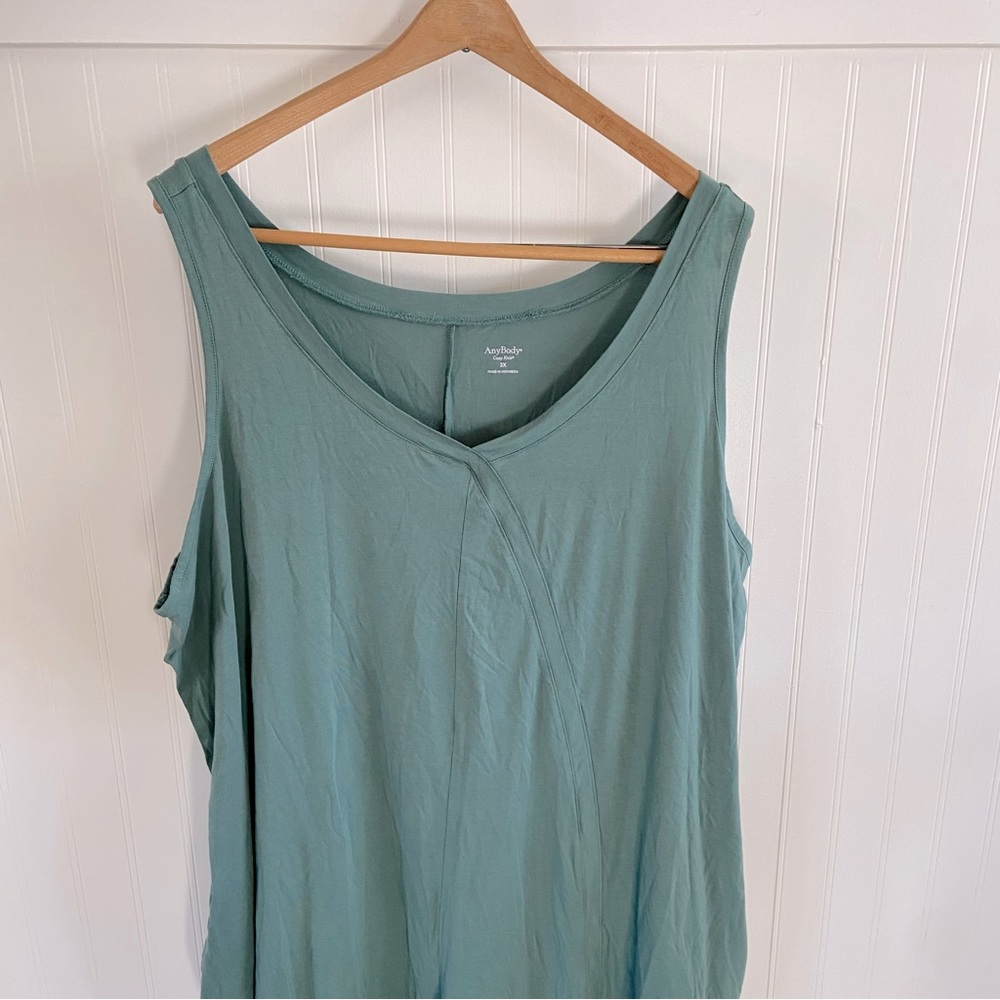 AnyBody Cozy Knit sleeveless green jumpsuit 3X HTF size so soft!